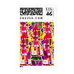 Walk Away Neon Postage Stamp Abstract Design Postage