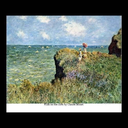 Walk on the cliffs by Claude Monet Print