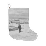 Walking among snow and ice large christmas stocking