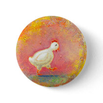 Walking chicken needs solitude - original art buttons