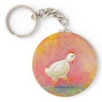 Walking chicken needs solitude - original art keychains