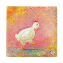 Walking chicken needs solitude - original art magnets