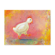 Walking chicken needs solitude - original art postcards