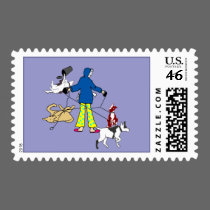 Walking Flyball Dogs stamps