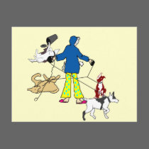 Walking Flyball Dogs postcards