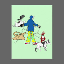 Walking Flyball Dogs postcards