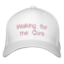 Walking for the Curehat white embroidered hats