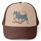 zaz_trucker_hat - This design was made especially for Tennessee Walking Horse fans out there! It features the image of a blue Tennessee Walking Horse with a red heart behind it and the letters "TWH." Makes a great gift for horse lovers of all ages!