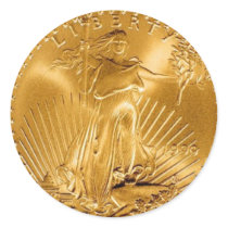 Walking Liberty Golden Coin Stickers