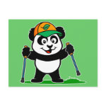 This cute panda is nordic walking with ski poles. He loves to be in the outdoors and take in the fresh air. His hat sports a picture of a leaf showing everyone that he loves nature and supports the environment. This makes a great gift for anyone who loves walking outside, nordic walking, fitness walking or pole walking.