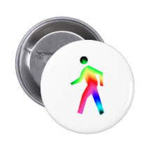Walking Rainbow Man Pinback Buttons