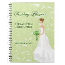 Walking the Aisle Green Wedding Planner Spiral Notebook