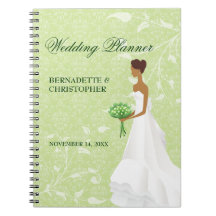 Walking the Aisle Green Wedding Planner Spiral Note Book