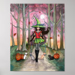 Walking the Cats Witch Halloween Poster