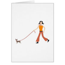 Walking the dog greeting cards
