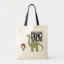 Walking your dinosaur canvas bags