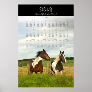 Wall calendar -poster, 2014, Scotland, horses