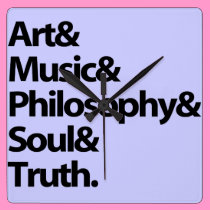 wall clock "art & music & philosophy & soul&truth" wall clocks