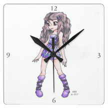Wall Clock featuring Girl in Purple Dress w/ Boots