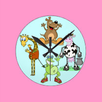 WALL CLOCK "fun animals" wall clocks