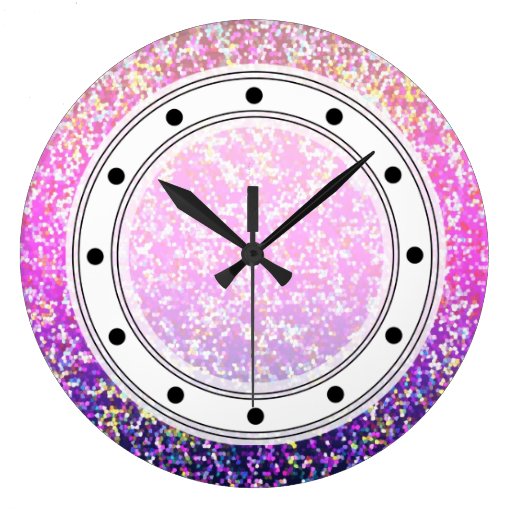 Wall Clock Glitter Graphic Background Zazzle
