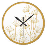 Wall Clock - Mod Dandelions in Gold