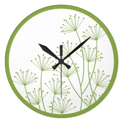 Wall Clock - Mod Dandelions in Green