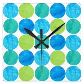 Wall Clock, Square, Blue Moons Pattern