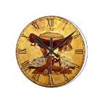 WALL CLOCK, VINTAGE PHOTO WOMAN W BIG HAT ARA A.