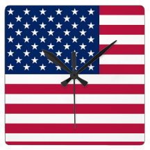 Wall Clock with Flag of USA