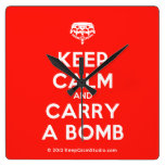 [Crown upside down] keep calm and carry a bomb  Wall Clocks