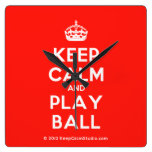 [Crown] keep calm and play ball  Wall Clocks