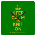 [Knitting crown] keep calm and knit on  Wall Clocks