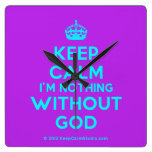 [Crown] keep calm i'm nothing without god  Wall Clocks