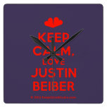 [Two hearts] keep calm, love justin beiber  Wall Clocks