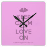 [Two hearts] keep calm and love on  Wall Clocks