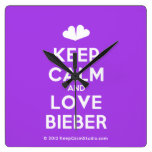 [Two hearts] keep calm and love bieber  Wall Clocks