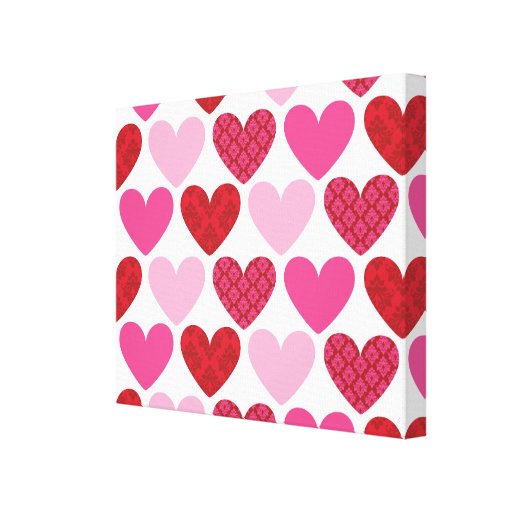 WALL DECOR :: damask hearts 1 Stretched Canvas Print