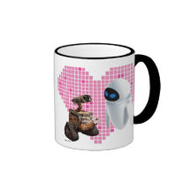WALL-E and Eve Pixel Heart Coffee Mug
