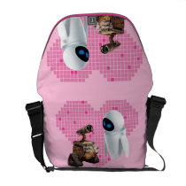 WALL-E and Eve Pixel Heart Messenger Bag at Zazzle