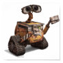 robot, rotating wheels, sad eyes, wall, wheels,