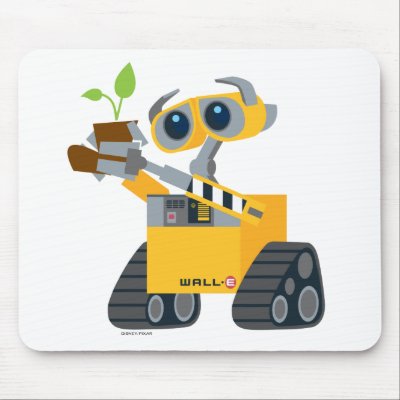 wall-e robot sad holding plant mousepads
