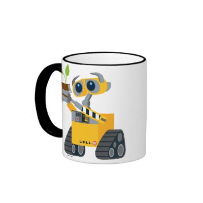 wall-e robot sad holding plant mugs