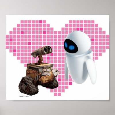 Wall*e's Wall*e and Eve Pixel Heart Disney posters
