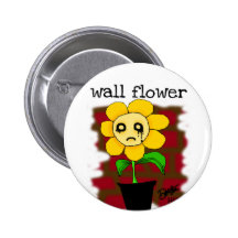 wall flower pinback button