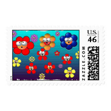 wall flowers postage stamp