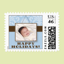 Wall Frame Happy Holidays Postage (blue) stamps