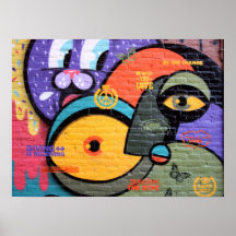wall graffiti eyes Peace and Love message poster