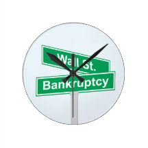 Wall Street Bankruptcy - Occupy Wall Street Sign Wall Clocks