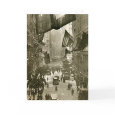 Wall Street Party, end of WW1, 1918 card